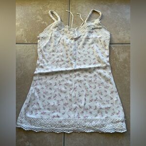 Hollister White and Pink Ribbed Cami